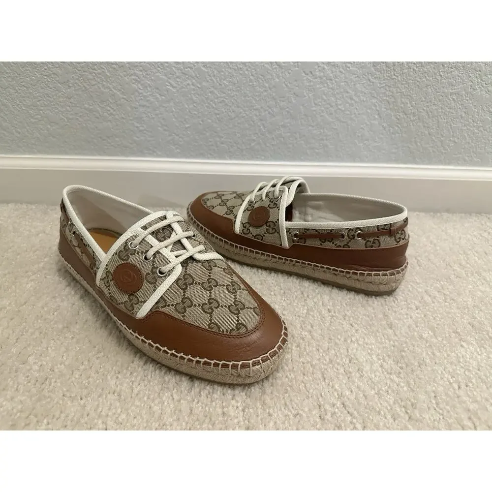 AUTHENTIC GUCCI MONOGRAM ESPADRILLES 725799 GG 7 (fits USA 8)